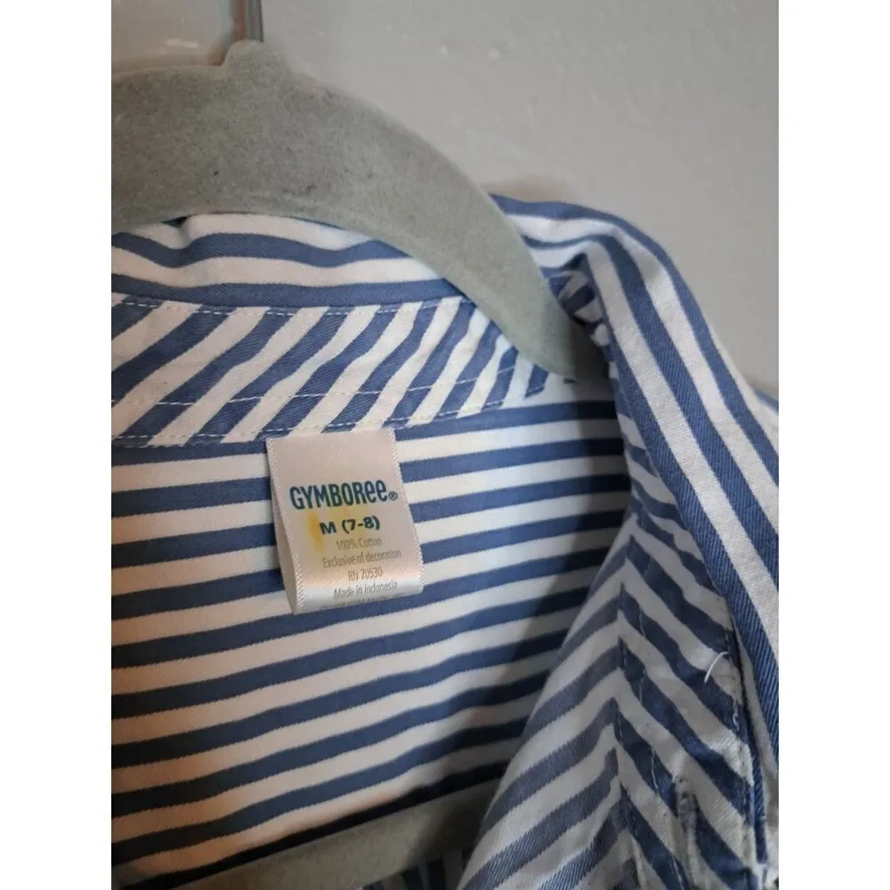 Gymboree Boy's Striped Button Down Long Sleeve Shirt Size Medium
